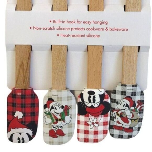 Disney Minnie Mouse 4 Christmas Themed Silicone Spatulas Set NWT - Picture 1 of 8